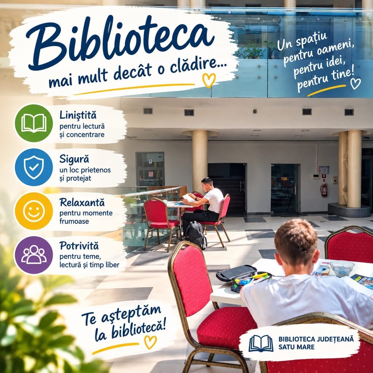 Biblioteca Județeană Satu Mare, un spațiu pentru lectură, studiu și timp petrecut în liniște