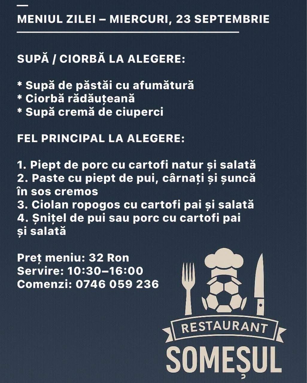 Meniul zilei - Restaurant Somesul
