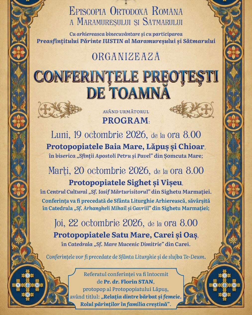Conferințele preoțești de toamnă: preoții din Satu Mare, Carei și Oaș se vor reuni la Carei, pe 22 octombrie